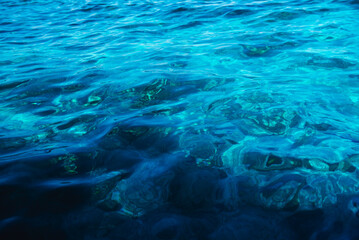 Sea design. Background of beautiful blue sea wave photograph close up.