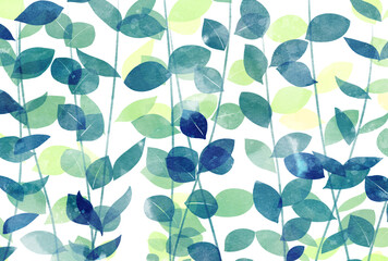 背景素材_水彩テクスチャ_葉っぱ