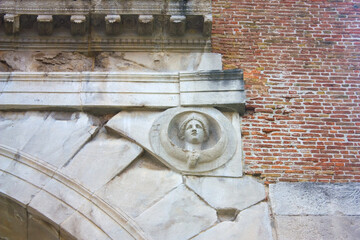 Fragment of Augustus Arch in Rimini, Italy 