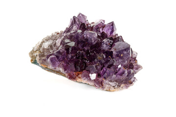 Amethyst Crystal Druse  macro mineral on white background