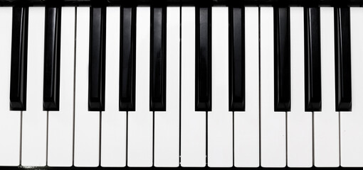 close-up Top view of realistic shaded monochrome piano keyboard. the music room for pianist to...