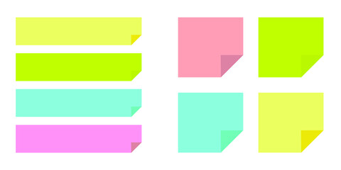 A frame set of sticky notes. Japanese means the same as the English title. This illustration is related to memo, note, paper, decoration, business, etc.
