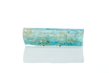 macro mineral stone aquamarine on a white background