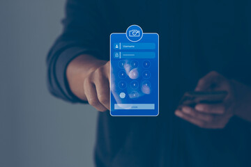 Multi-Factor Authentication, User, Login, Cybersecurity privacy protect data. internet network security technology. Encrypted data. Personal online privacy. Cyber hacker threat.