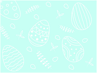 illustration of painted easter eggs on blue
