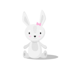 Children Soft Toys Vector. Hare. Isolated Flat Cartoon Illustration