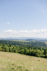 Beautiful landscapes of high mountains in warm autumn in the Carpathians