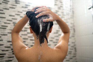 Women washing hair and showering..