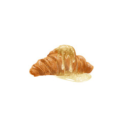 drawing croissant on white background. Vector Illustration.