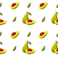 Seamless vector pattern with avocado. Print for textile, fabric, poster, card. Food backgr