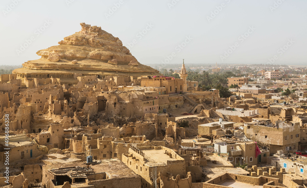 Wall mural view of shali fortress ruins in old town. siwa oasis in egypt.