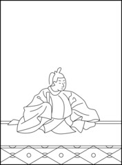 線画百人一首 No.035
