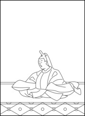 線画百人一首 No.024
