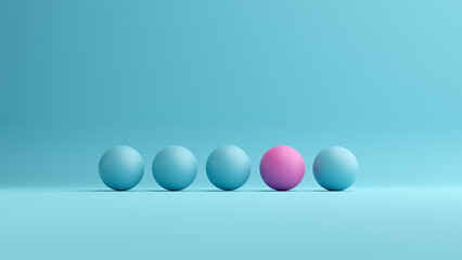 Pink ball stands out from the blue spheres © Cagkan