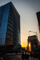 City Buildings at Sunset.