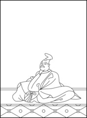 線画百人一首 No.003
