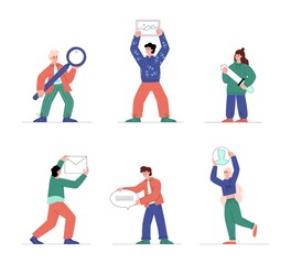 Fototapeta premium UI UX designer characters create app content, flat vector illustration isolated.