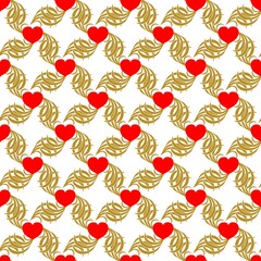 Abstract wavy line and heart seamless pattern