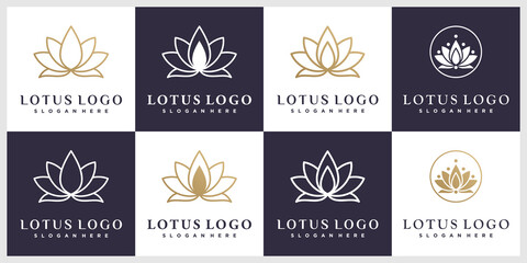 Fototapeta na wymiar Set lotus icon logo design with creative concept