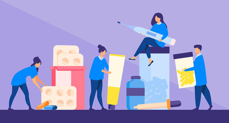 Doctors at work | medicine | illustration | medical staff | medicines | nurses | people | tablets | drugs | hospital