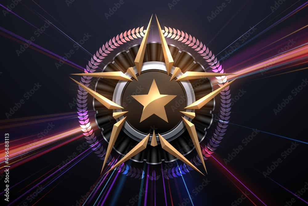 Canvas Prints golden star shape template with light effect