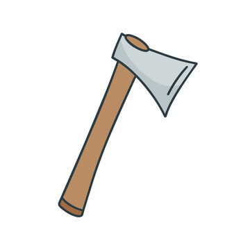 Ax isolated vector illustration. Construction tool hatchet. Item for cutting wood and trees axe isolated object