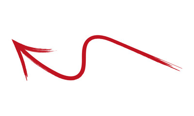 brush painted red colored arrow icon on white background - vector illustration