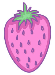 Cute pink strawberry icon.Cartoon style vector illustration of strawberry isolated on white  background.Nursery art..Suitable for nursery and post card design and svg for cricut