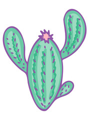 Cute green cactus icon.Cartoon style vector illustration isolated on white background.Nursery art..Suitable for nursery and post card design and svg for cricut
