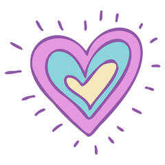 Cute colorful heart icon.Cartoon style vector illustration of  heart isolated on white background..Suitable for nursery and post card design and svg for cricut