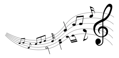 Rolgordijnen  vector sheet music - musical notes melody on white background  © agrus