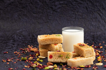 Milkcake Kalakand Burfi Or Alwar Ka Mawa Barfi Mithai Is Made Of Khoya Mawa Malai Badam Khoa Ghee Mava Badaam Kaju Pista Is Enjoyed On Deepawali, Dussehra, Navaratri, Rakshabandhan, Rakhi Janmasthami