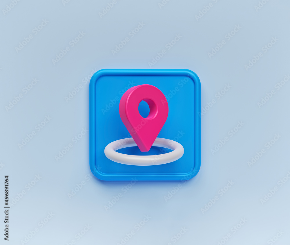 Poster map location pin minimal icon. 3d rendering