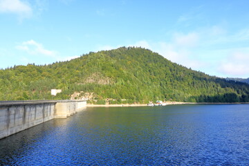 Fototapeta premium The dam of Izvorul Muntelui lake from Bicaz in Romania