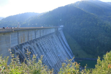 The dam of Izvorul Muntelui lake from Bicaz in Romania