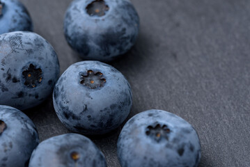 Harvested blueberry fruit (Slate Plate Background)