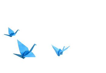 Origami bird (crane) isolated white