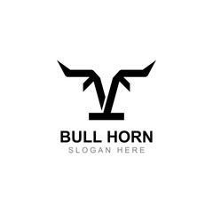 Bull's head horn logo. Using a vector illustration template design concept.
