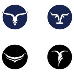 Bull's head horn logo. Using a vector illustration template design concept.