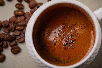 cup with italian coffee, breakfast