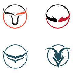 Bull's head horn logo. Using a vector illustration template design concept.