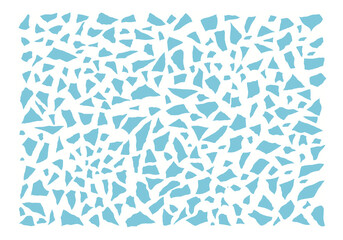 Small blue fragments of various shapes on a white background. Freehand drawing. Doodle. Hand Drawn.