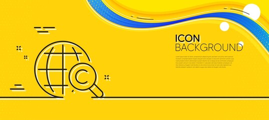 Obraz na płótnie Canvas International Ð¡opyright line icon. Abstract yellow background. Copywriting sign. World symbol. Minimal international Ð¡opyright line icon. Wave banner concept. Vector