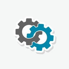 Gears sticker icon isolated on white background