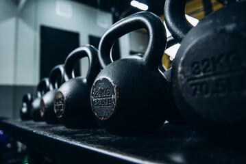Fototapeta na wymiar close up of a kettlebell gym sport equipment metal health fitness