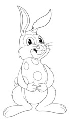 Easter Bunny Cartoon Rabbit With Giant Egg