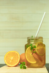A fresh, water drink infused with orange, lemon and lime