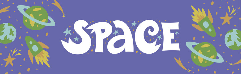 Cosmonautics Day. Space. Vector illustration and banner