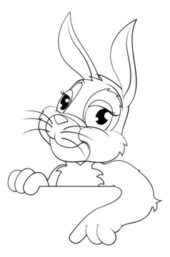 recommend clip art: Easter Bunny Rabbit Cartoon Character Peeking Sign