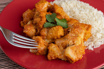Meal - Chicken breast with pieces of mozzarella cheese and white rice